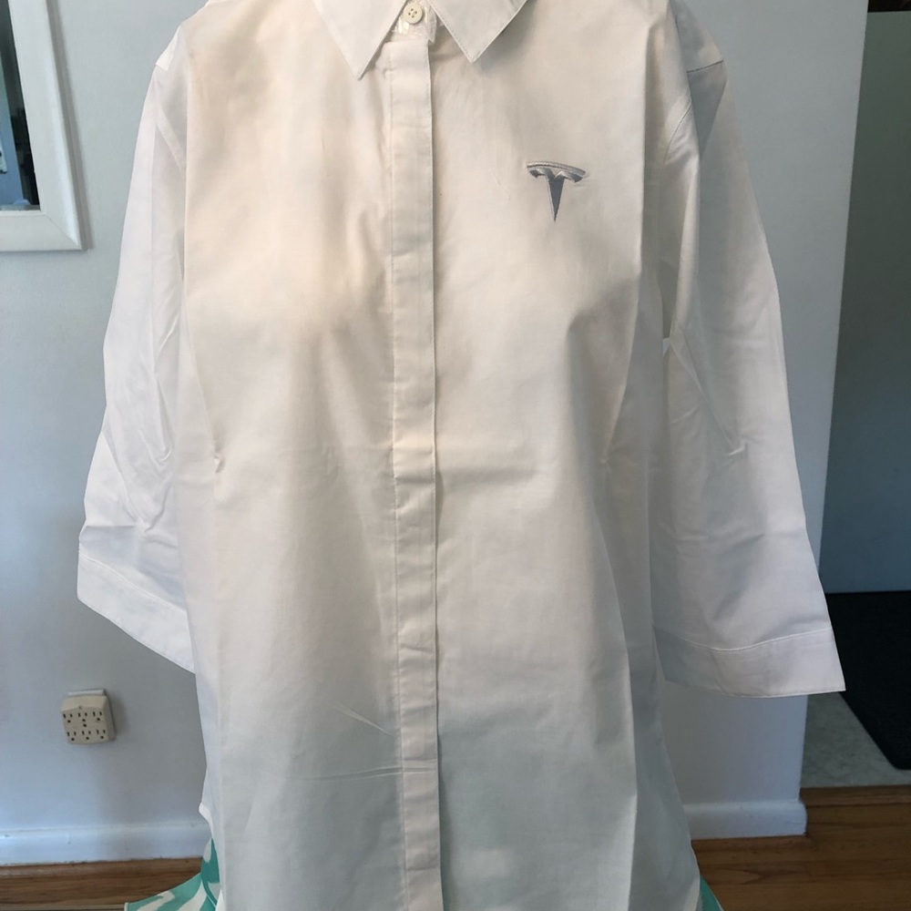 White Tesla Button Down Shirt